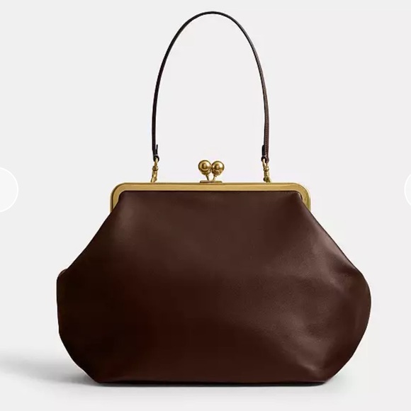 Coach Handbags - Large Brown Kisslock Frame Bag
